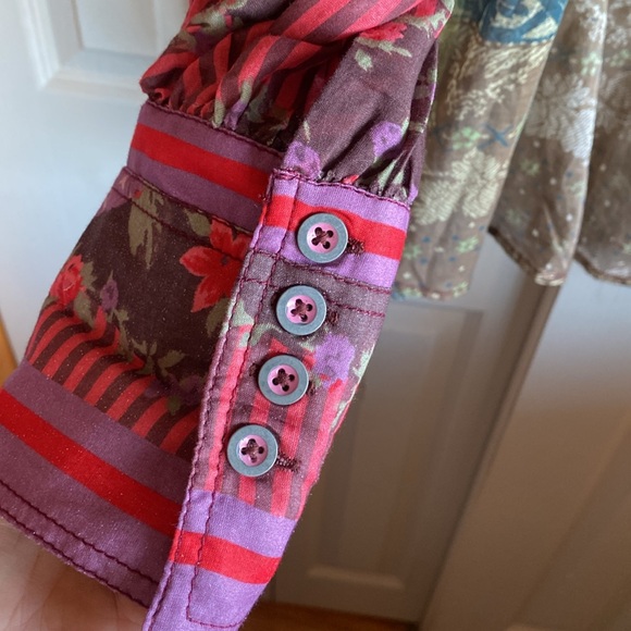 Free People NWT Flower Patch Boho Mixed Print Cotton Button-Up Shirt size XS - Picture 8 of 14